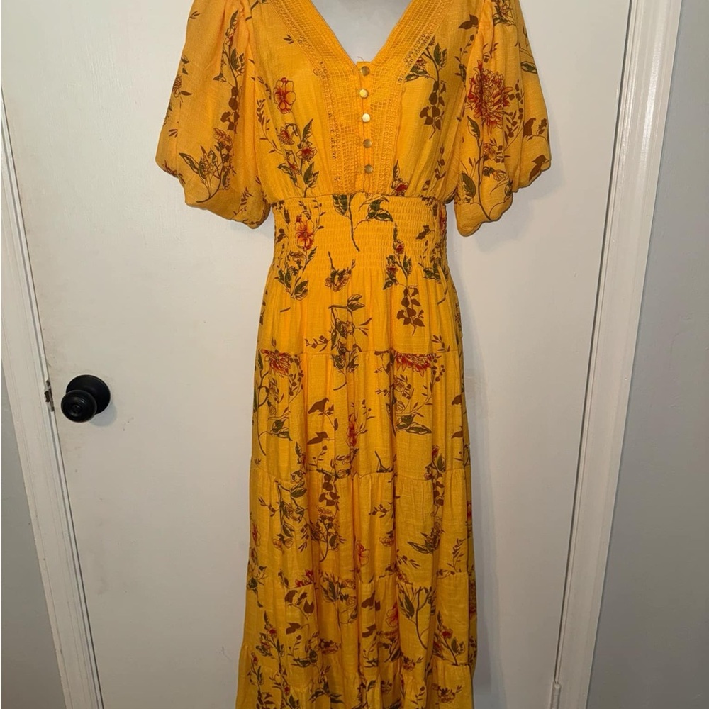 Floral Yellow Maxi Dress